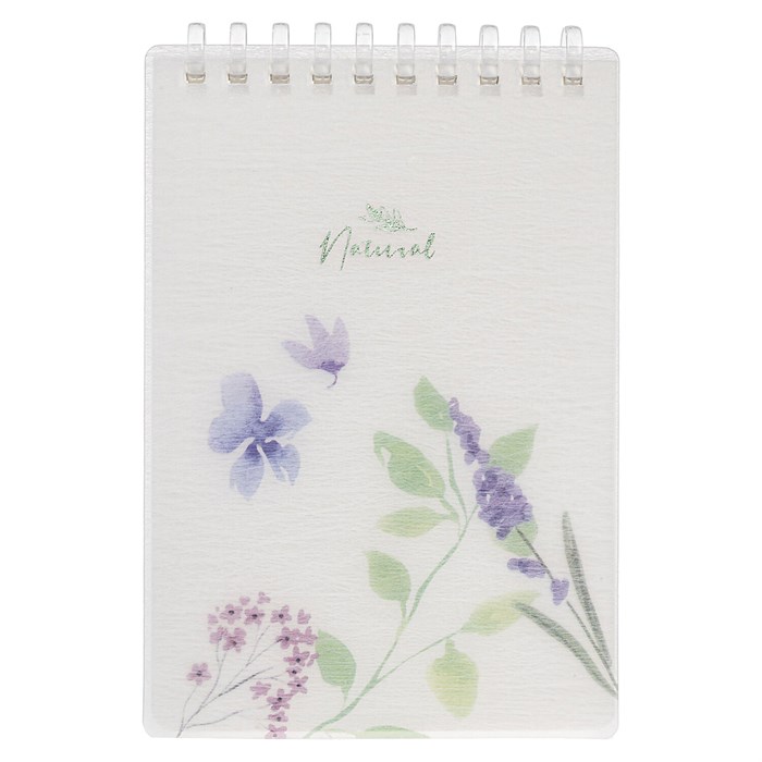 Блокнот МАЛЫЙ ФОРМАТ А6 80 л., мягкий гребень, пластик, фольга, клетка, HATBER, BLUE FLOWERS, 090245, 80Б6A1мс_33478 117749