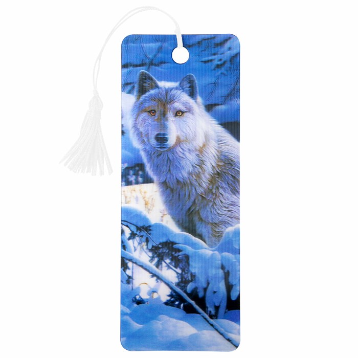 Закладка для книг с линейкой 3D-ОБЪЕМНАЯ BRAUBERG, "Белый волк", с декоративным шнурком, 125752 125752