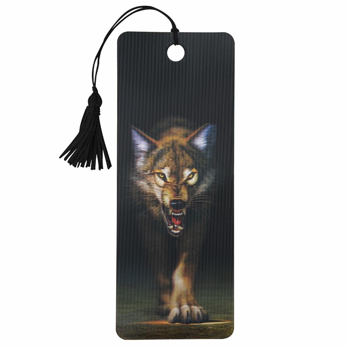 Закладка для книг с линейкой 3D-ОБЪЕМНАЯ BRAUBERG, "Волк", с декоративным шнурком, 125756 125756