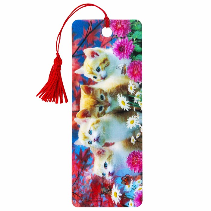 Закладка для книг с линейкой 3D ОБЪЕМНАЯ BRAUBERG, "Котята", с декоративным шнурком-завязкой, 125762 125762