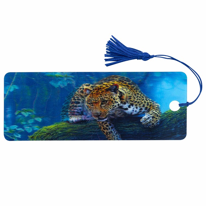 Закладка для книг с линейкой 3D-ОБЪЕМНАЯ BRAUBERG, "Леопард", с декоративным шнурком, 125766 125766