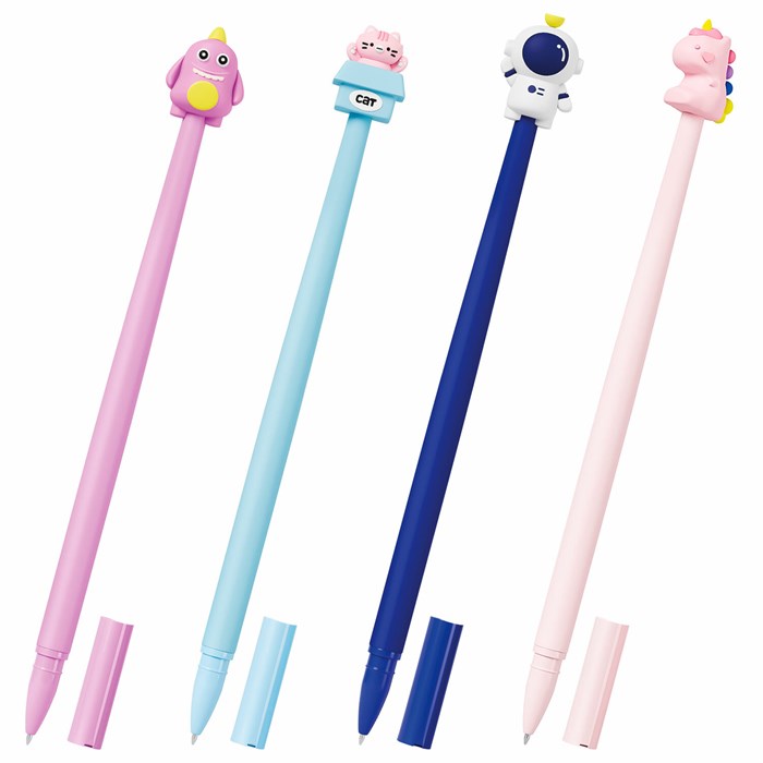 Ручка фигурная силиконовая шариковая FUNSTER "SILICONE MIX", СИНЯЯ, корпус ассорти, узел 0,7 мм, линия письма 0,35 мм, 144370 144370