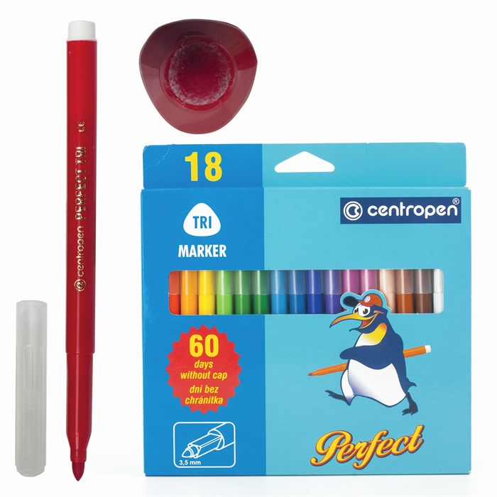 Фломастеры 18 ЦВЕТОВ CENTROPEN "Just Perfect", смываемые, устойчивы к высыханию, 2510/18KK, 725101801 151175