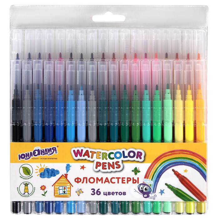 Фломастеры ЮНЛАНДИЯ 36 цветов "КЛАССНЫЕ!", вентилируемый колпачок, 152631 152631