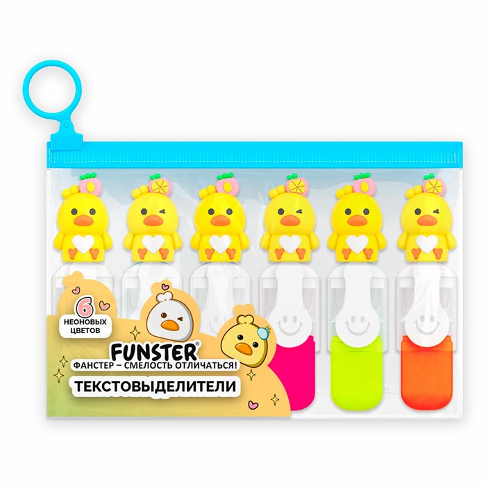 Набор текстовыделителей с топперами 6 ЦВЕТОВ НЕОН, "НЕЖНЫЕ ЦЫПЛЯТА", линия 1-4 мм, FUNSTER (ФАНСТЕР), 152648 152648