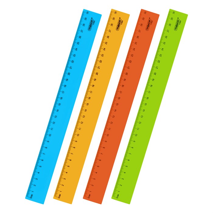 Линейка пластиковая 30 см ПИФАГОР, неоновая, ассорти, 210838 210838
