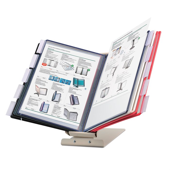 Демосистема настольная/настенная металлическая с 10 цветными панелями А4, серая, BRAUBERG "SOLID", 236719 236719