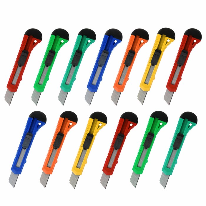 Нож канцелярский 18 мм КОМПЛЕКТ "10 шт. + 3 шт. В ПОДАРОК", фиксатор, STAFF EVERYDAY, 238771 238771