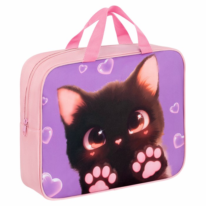 Папка на молнии с ручками BRAUBERG А4, 1 отделение, полиэстер, 80 мм, "Paw prints", 273300 273300