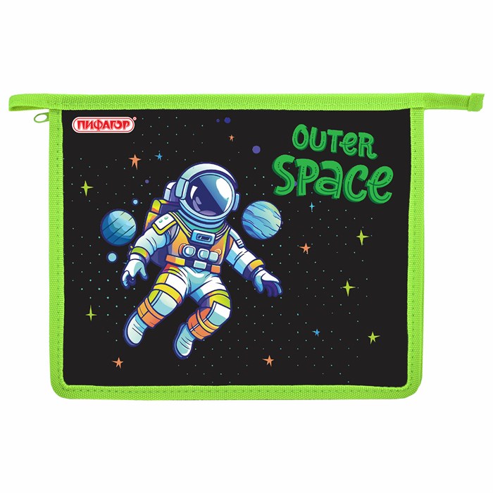 Папка для тетрадей ПИФАГОР А5, 1 отделение, пластик, на молнии, "Outer space", 273330 273330