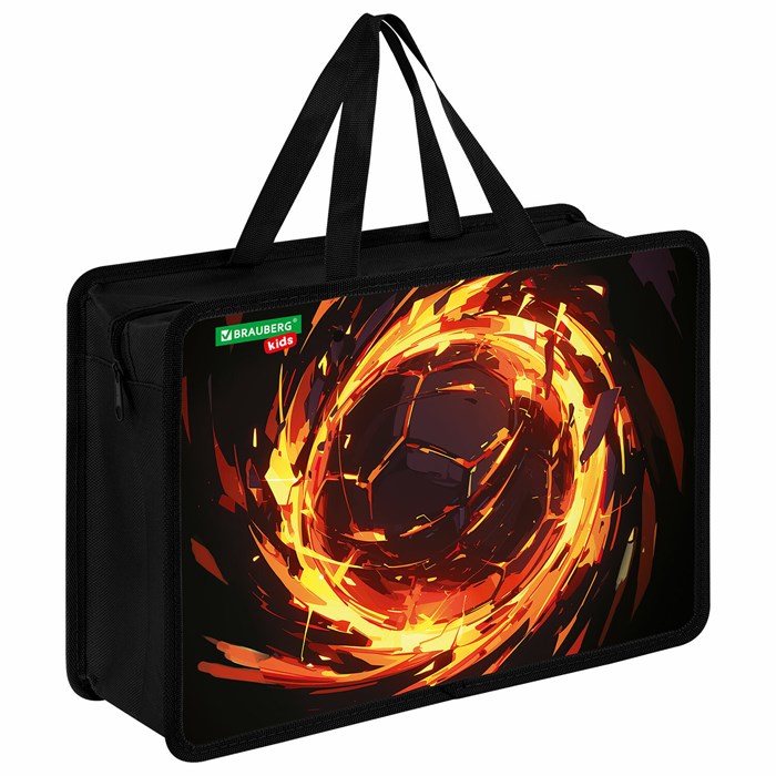 Папка на молнии с ручками BRAUBERG KIDS А4, 1 отделение, пластик, 100 мм, "Fire split", 273378 273378
