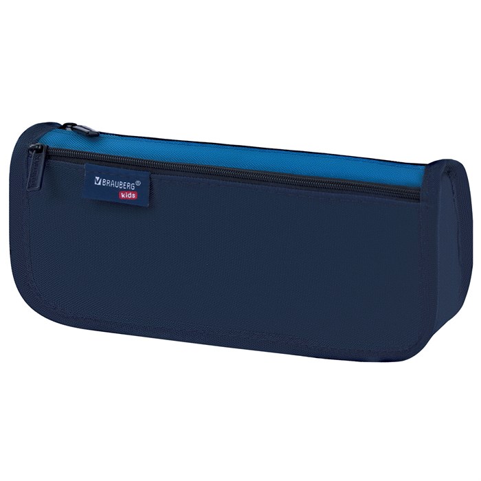 Пенал мягкий BRAUBERG KIDS, 2 отделения, полиэстер, "Dark blue", 22x10x6 см, 273551 273551
