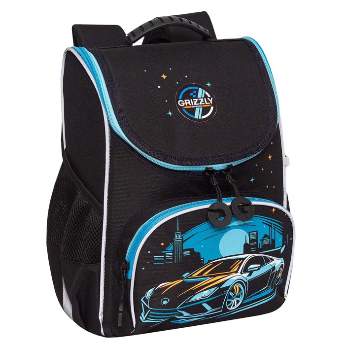 Ранец GRIZZLY анатомическая спинка, с мешком для обуви, для мальчиков, "MOONLIGHT RACE", 33х25х13 см, RAm-585-2/2 274138