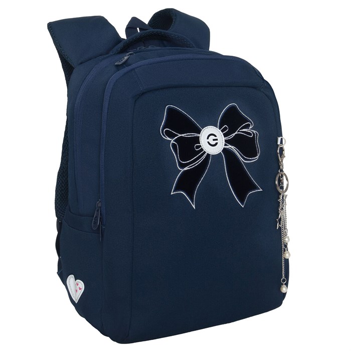 Рюкзак GRIZZLY школьный, анатомическая спинка, 2 отделения, для девочек, "VELVET BOW", 39х26х17 см, RG-566-5/2 274201