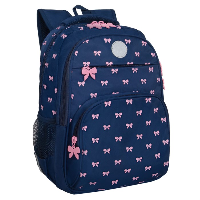 Рюкзак GRIZZLY школьный, анатомическая спинка, 2 отделения, для девочек, "PINK BOWS", 39х30х20 см, RG-568-2/3 274203