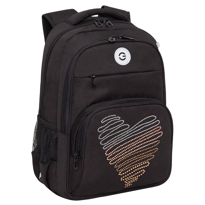 Рюкзак GRIZZLY школьный, анатомическая спинка, 2 отделения, для девочек, "DIAMOND HEART", 39х30х20 см, RG-568-3/1 274204