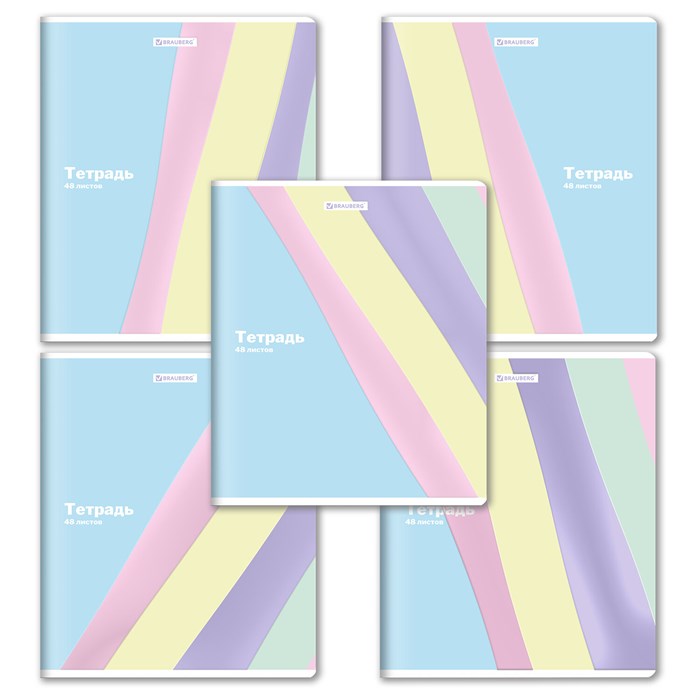 Тетрадь А5 48 л. BRAUBERG скоба, клетка, выборочный лак, кросс-серия PASTEL, 405189 405189