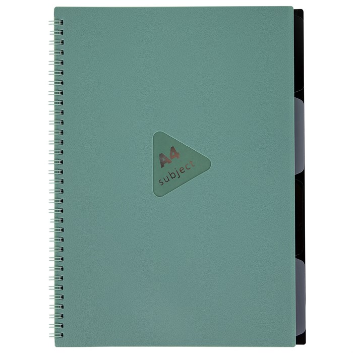 Тетрадь обложка пластик, А4 80 л., гребень, 4 разделителя, клетка, BRAUBERG, зеленый, 405363 405363