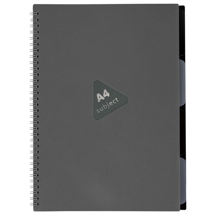 Тетрадь обложка пластик, А4 80 л., гребень, 4 разделителя, клетка, BRAUBERG, серый, 405365 405365