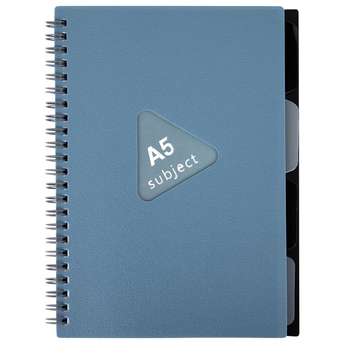 Тетрадь обложка пластик, А5 80 л., гребень, 4 разделителя, клетка, BRAUBERG, синий, 405368 405368