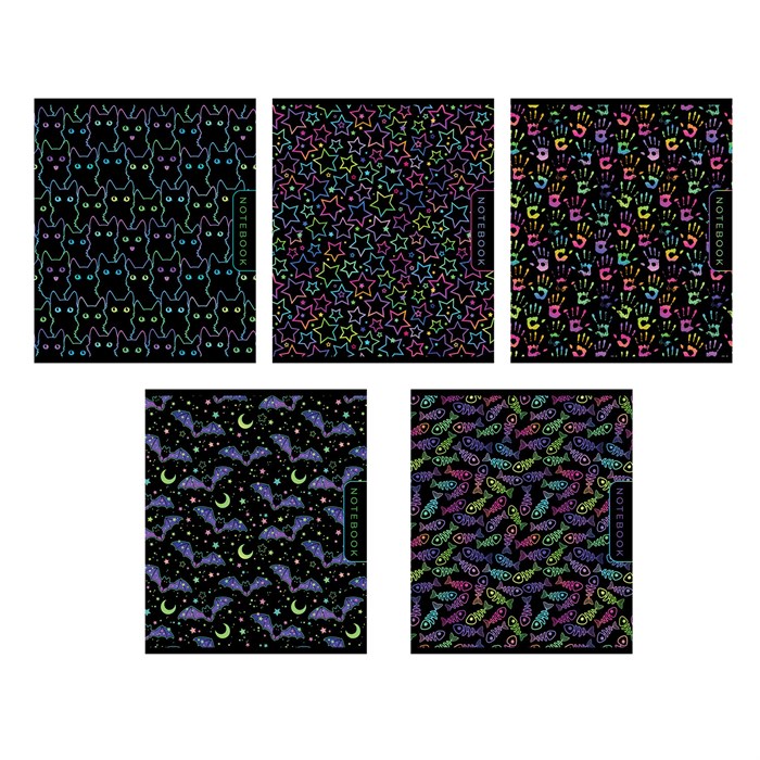 Тетрадь А5 48 л., ПЗБМ скоба, клетка, фольга, TWIN-лак, "Во сне" (микс в спайке), 23775 405404