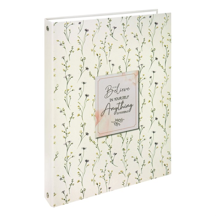 Тетрадь на кольцах БОЛЬШАЯ А4, 215х305 мм, 100 л., твердый картон, клетка, BRAUBERG, "Цветы", 405412 405412