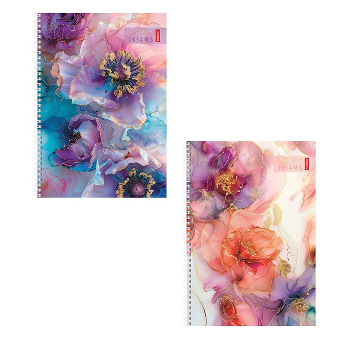 Тетрадь А4 96 л., HATBER, гребень, клетка, матовая ламинация, 3D-фольга, "Цветочные сны" (микс), 088814, 96Т4лофВ1гр 405427
