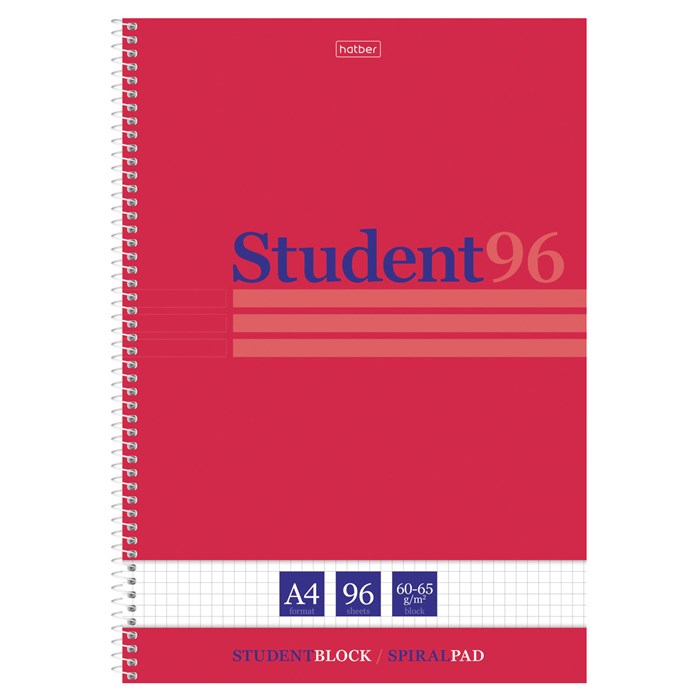 Тетрадь А4 96л. HATBER спираль, клетка, матовая ламинация, тиснение, Студенту_Viva Magenta, 081328, 96Т4лтВ1сп29869 405437