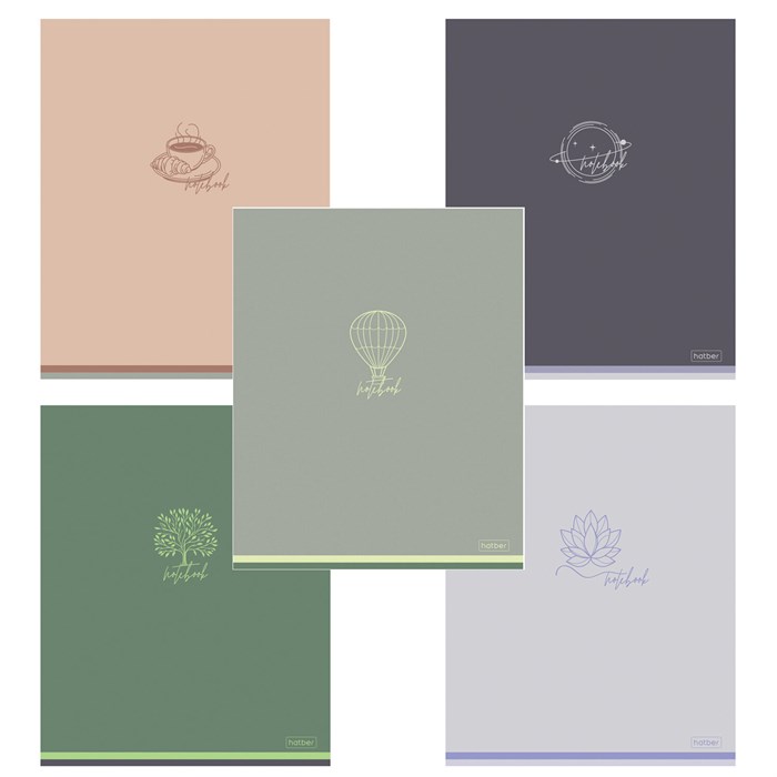 Тетрадь А5 48 л., HATBER скоба, клетка, Soft-touch ламинация, "Лаконично" (микс в спайке), 090520, 48Т5лВ1 405443