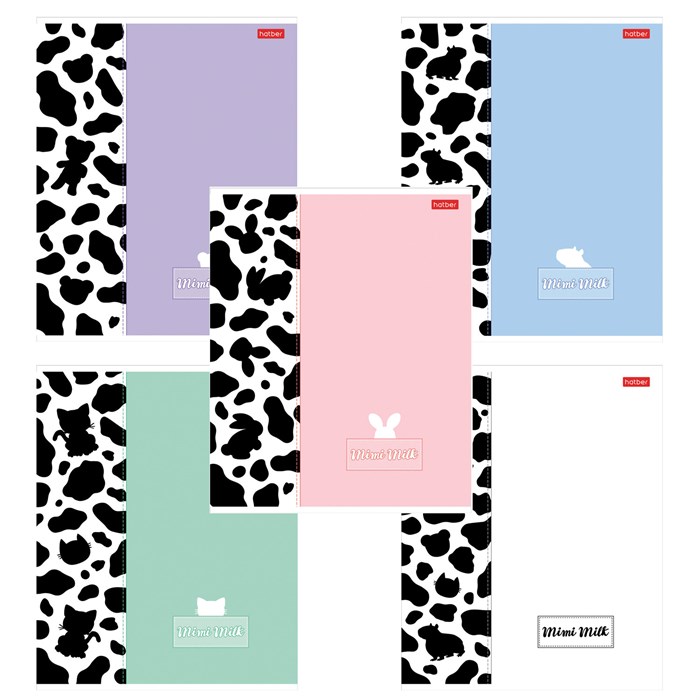 Тетрадь А5 48 л., HATBER скоба, клетка, матовая ламинация, "Mimimilk" (микс в спайке), 083846, 48Т5лВ1 405451