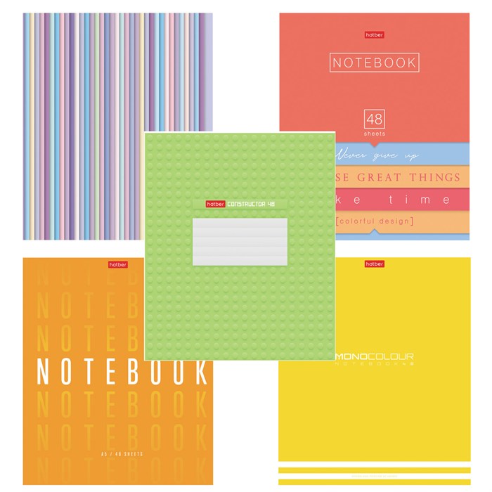 Тетрадь А5 48 л., HATBER скоба, клетка, обложка картон, "Ассорти - Выпуск №2" (микс в спайке), 087346, 48Т5В1 405453