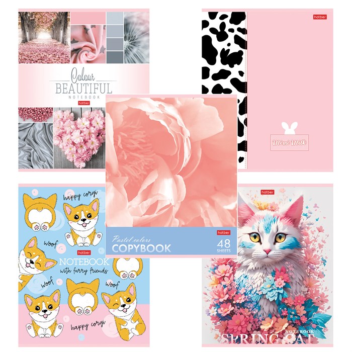 Тетрадь А5 48 л., HATBER скоба, клетка, обложка картон, "Для девочек_Выпуск №1" (микс), 087341, 48Т5В1 405457