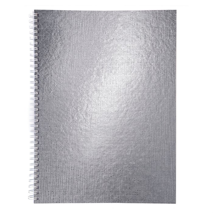 Тетрадь бумвинил А4 96 л., гребень, офсет №1, клетка, "СЕРЕБРО Metallic", HATBER, 077198, 96Т4бвВ1гр 405484