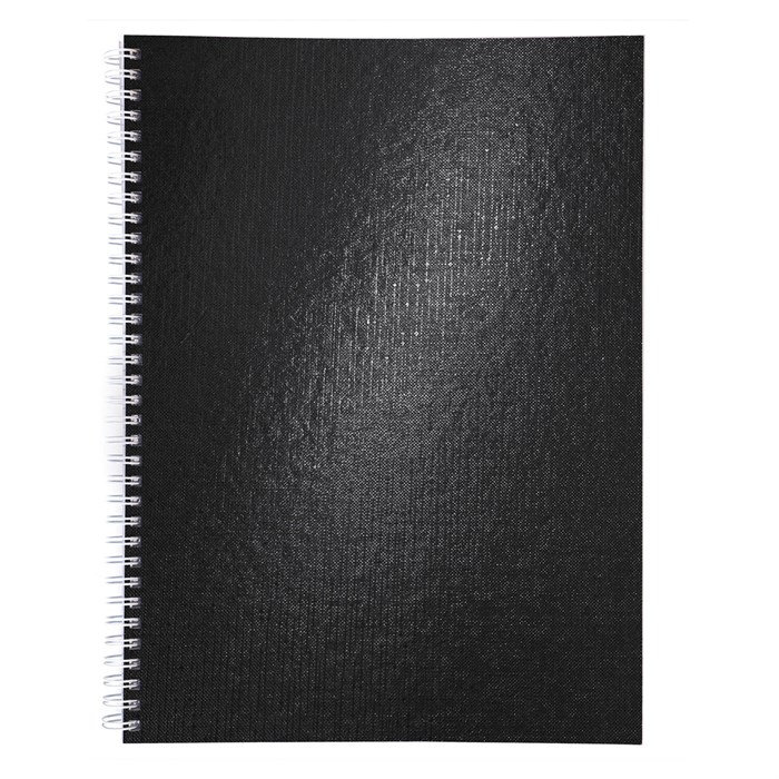 Тетрадь бумвинил А4 96 л., гребень, офсет №1, клетка, "ЧЕРНАЯ Metallic", HATBER, 077202, 96Т4бвВ1гр 405486