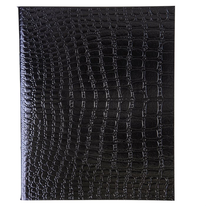 Тетрадь бумвинил А5 48 л., скоба, офсет №1, клетка, с полями, "ЧЕРНАЯ Metallic", CROCO, HATBER, 072232, 48Т5бвВ1 405489