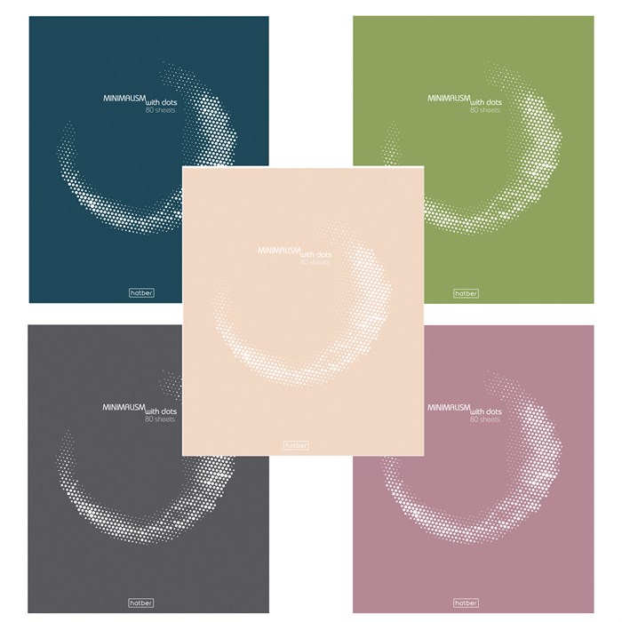 Тетрадь обложка пластик с печатью, А5, 80 л., скоба, линия, HATBER, "Минимализм и точка" (микс), 090202, 80Т5В2пл 405491