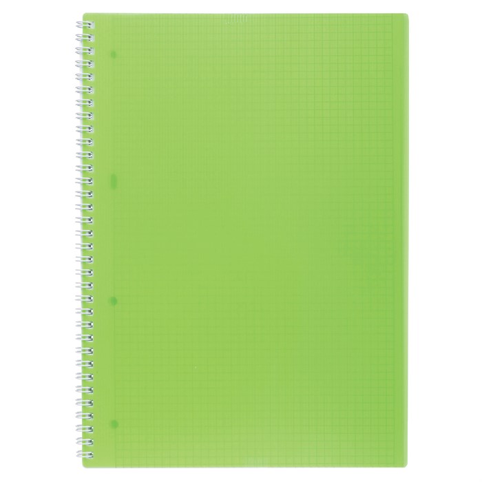 Тетрадь обложка пластик, А4, 80 л., гребень, клетка, HATBER, "LINE NEON" Зеленая, 081542, 80Т4В1гр_03034 405493