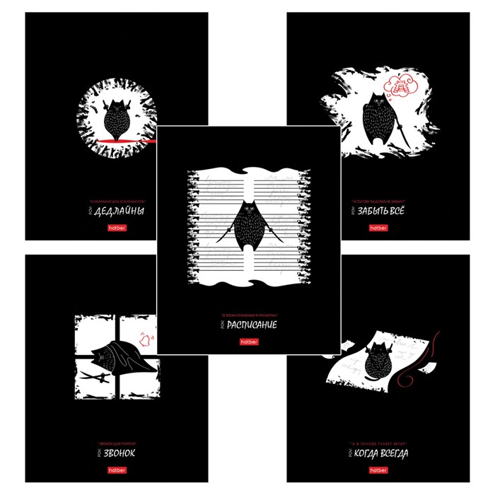 Тетрадь обложка пластик, А5 48л. скоба, клетка, HATBER, "Кот-самурай" (микс в спайке), 091461, 48Т5В1пл 405569