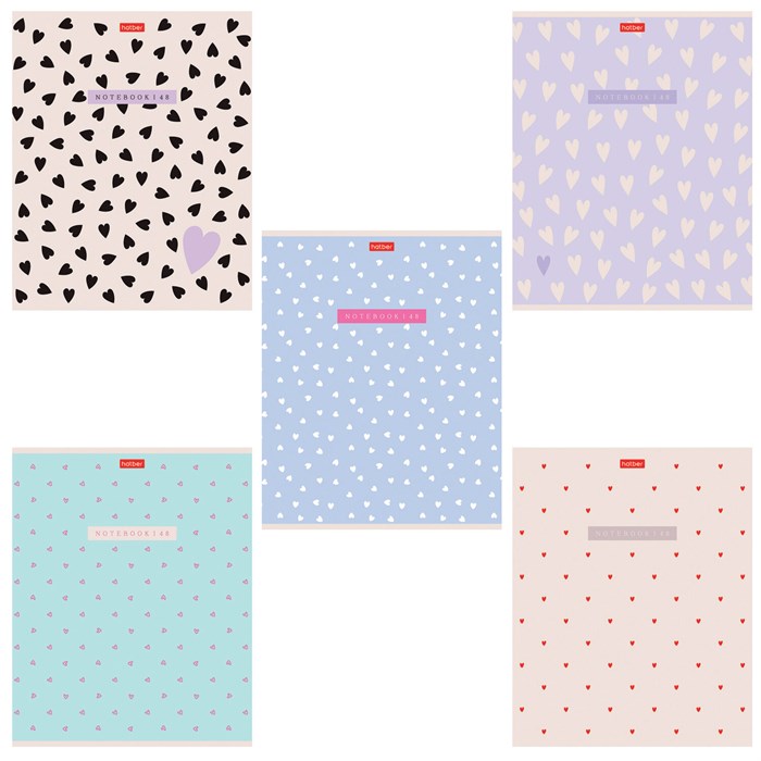 Тетрадь А5 48л. HATBER скоба, клетка, обложка картон, тиснение, LOVE IS... (микс в сп, 48Т5тВ1 405613