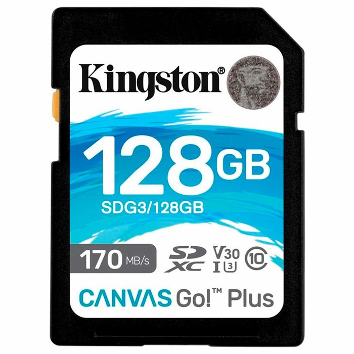 Карта памяти SDXC 128GB KINGSTON Canvas Go Plus, UHS-I U3, 170 Мб/с (class 10), SDG3/128GB 513644