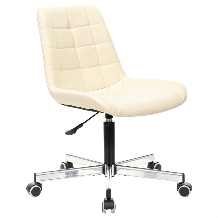 Кресло BRABIX "Deco MG-316", без подлокотников, пятилучие серебристое, экокожа, слоновая кость, 532081 532081