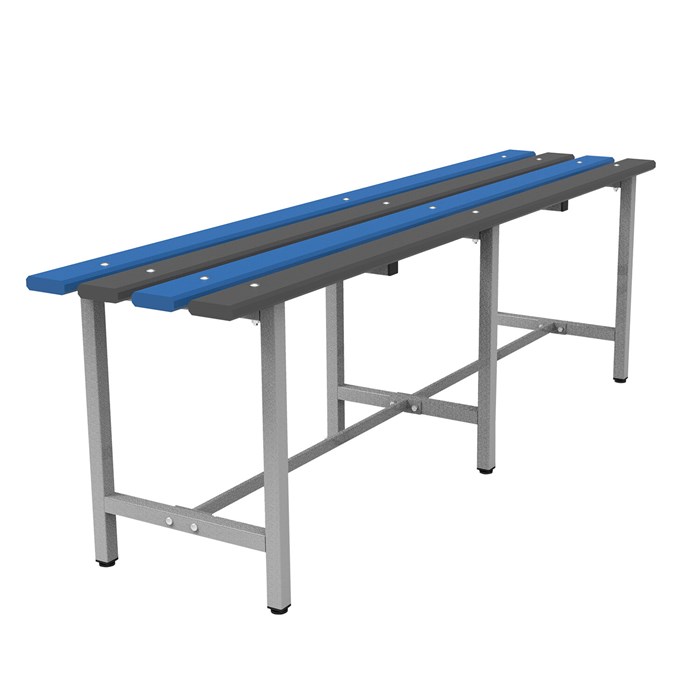 Скамья пластиковая влагостойкая на металлокаркасе "СТ 3П", 1500х350х460 мм, регулируемые опоры, каркас металлический серый, сиденье пластик 532644