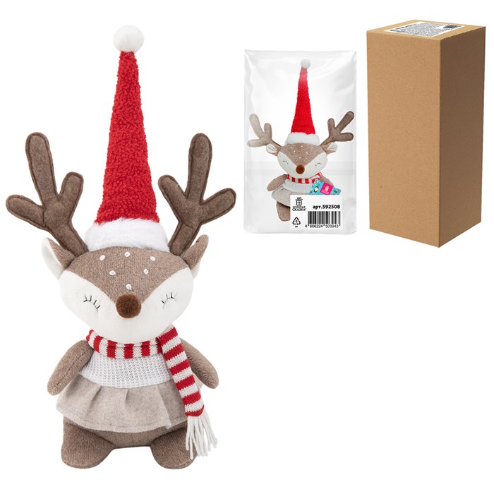 Украшение новогоднее интерьерное 40 см "Веселый оленёнок", полиэстер, ЗОЛОТАЯ СКАЗКА, 592508 592508