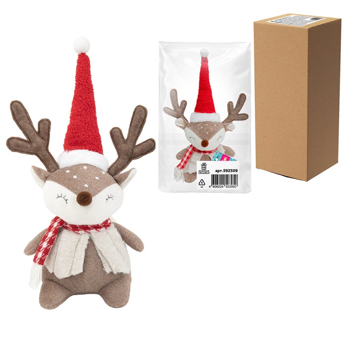 Украшение новогоднее интерьерное 40 см "Забавный оленёнок", полиэстер, ЗОЛОТАЯ СКАЗКА, 592509 592509