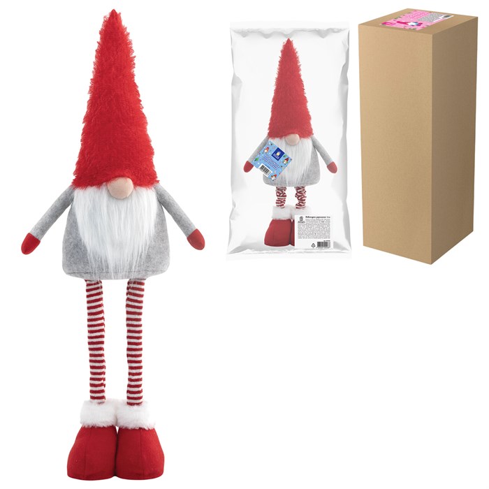 Украшение новогоднее интерьерное 70 см "Гном Ворчун", телескопические ножки, полиэстер, ЗОЛОТАЯ СКАЗКА, 592522 592522