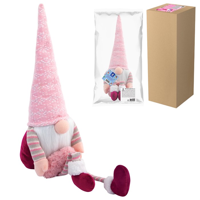 Украшение новогоднее интерьерное 70 см "Гном с сердечком", полиэстер, ЗОЛОТАЯ СКАЗКА, 592524 592524