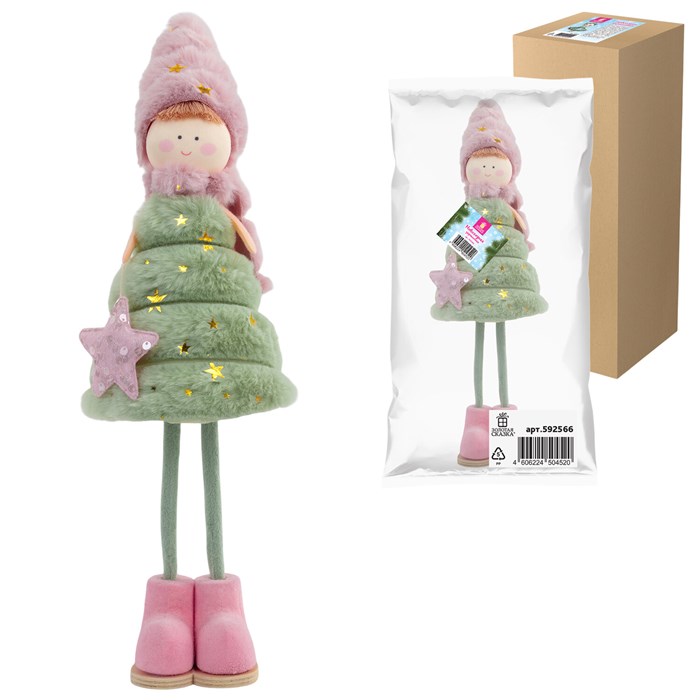 Украшение новогоднее интерьерное, 40 см, "Девочка-елочка", полиэстер, пенопласт, ЗОЛОТАЯ СКАЗКА, 592566 592566