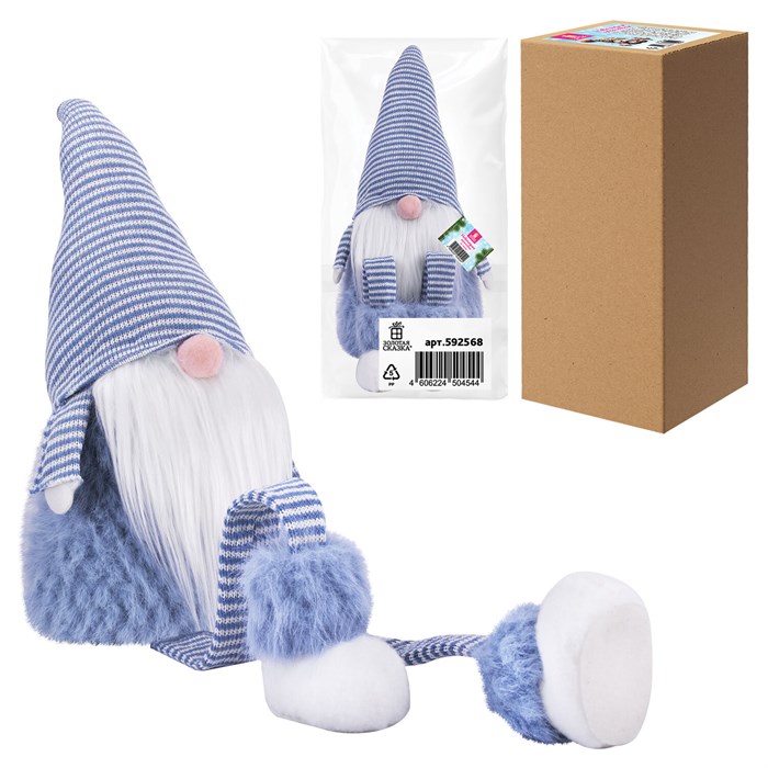 Украшение новогоднее интерьерное, 63 см, "Гном в костюме", полиэстер, пенопласт, ЗОЛОТАЯ СКАЗКА, 592568 592568