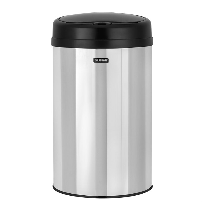 Ведро для мусора СЕНСОРНОЕ 30 л, нержавеющая сталь, черная матовая крышка, питание от 4-х батареек AA (не входят в комплект), LAIMA, 609328 609328