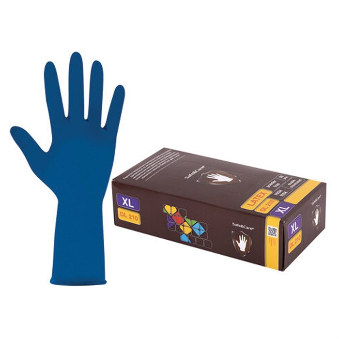 Перчатки латексные смотровые 25 пар (50 штук), размер 9-10, XL (очень большой), синие, SAFE&CARE High Risk DL/TL210 631595
